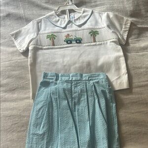 Kids Button Down Shirt with Embroidered Truck Design